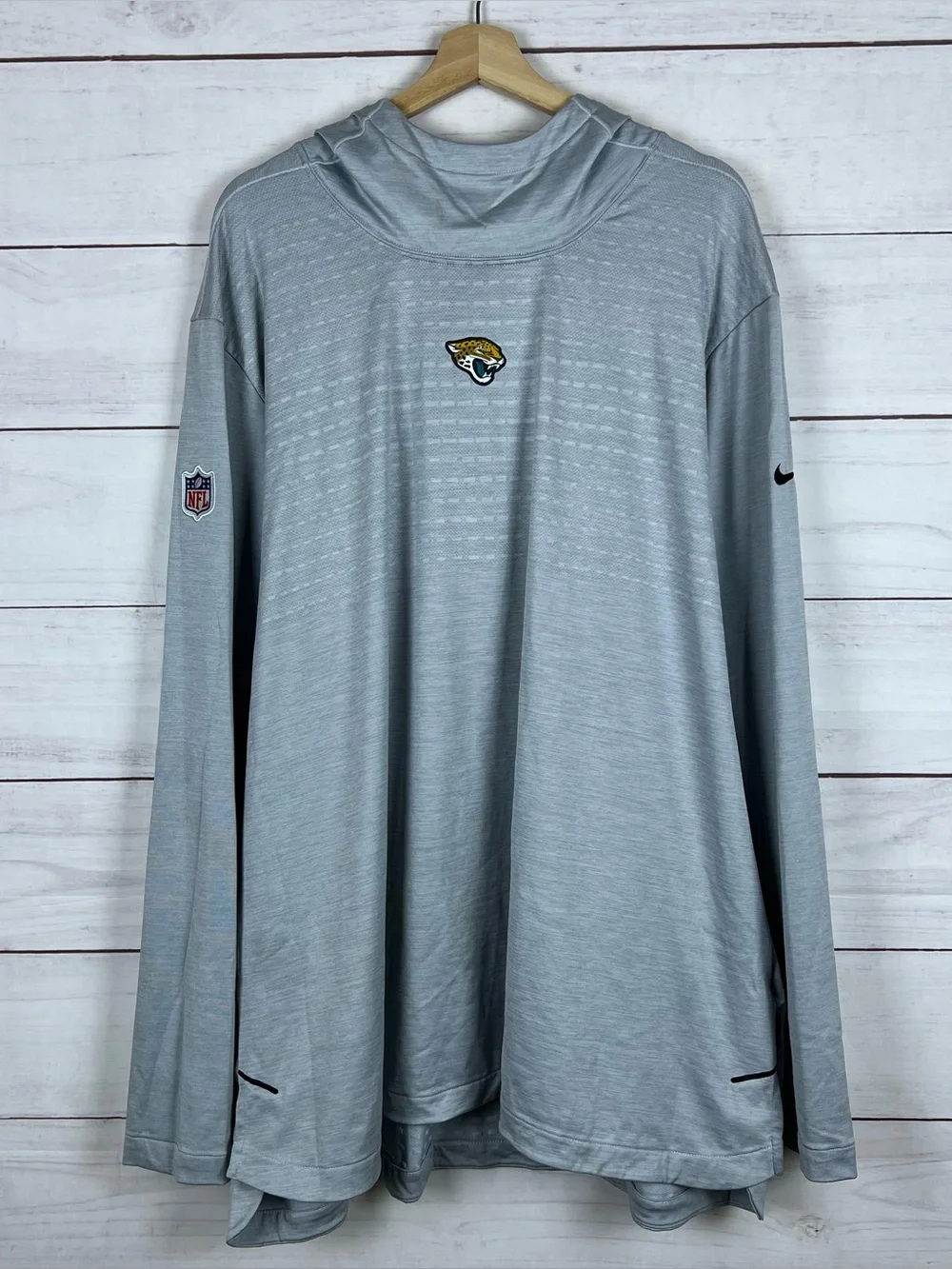 Jacksonville Jaguars Shirt 3XL Gray NFL Football Nike Dri Fit On Field Hooded